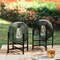 Set of 2 Black Metal Mesh Solar Powered Edison Bulb Outdoor Lantern with Stand